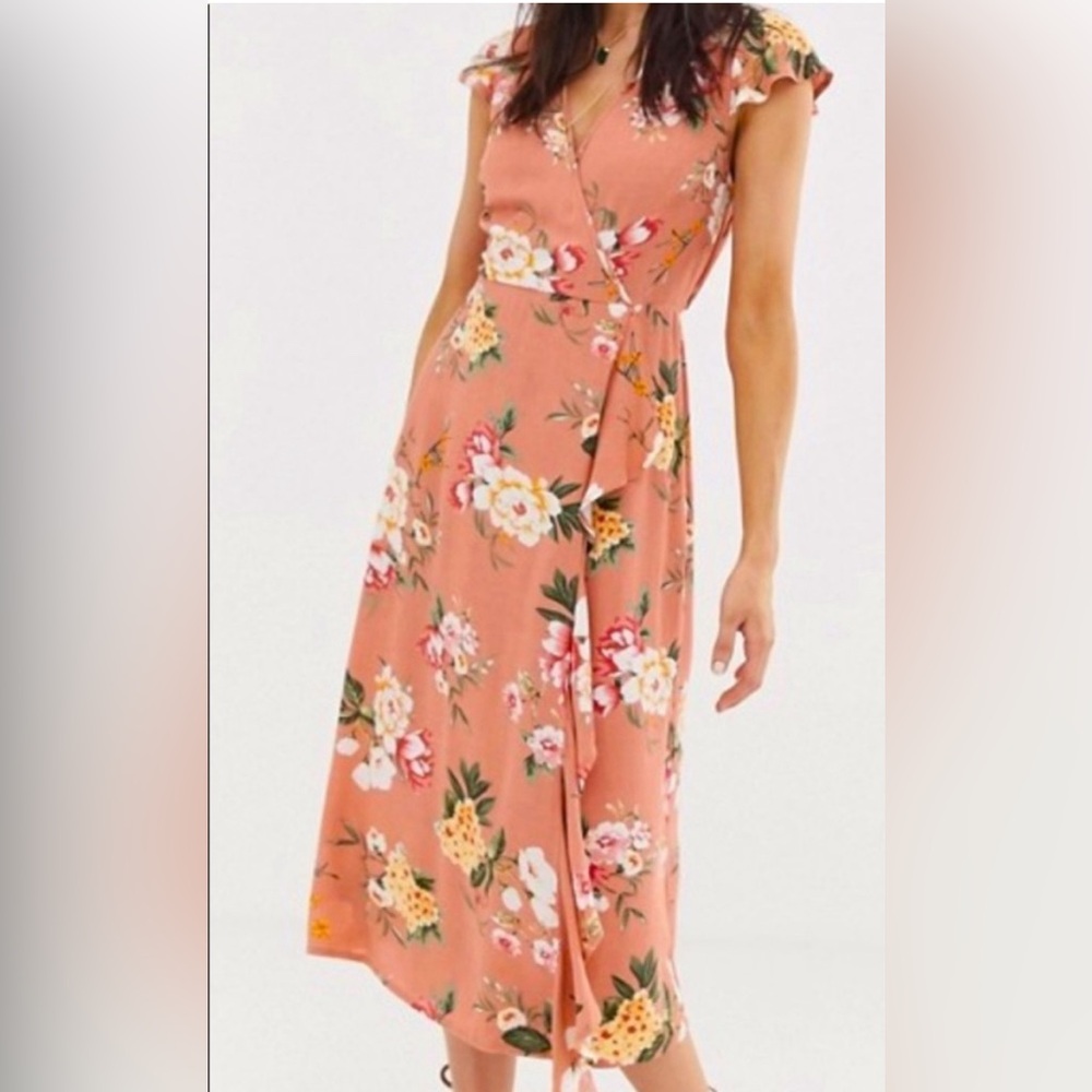Band of Gypsies Summer Midi Dress Floral Gauze asymmetrical Wrap M